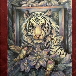 5/$15 Wildlife Art Print with Tiger and Hummingbirds